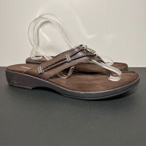Womens MINNETONKA Silverthorne Brown Slip On Platform Sandals / Size 10